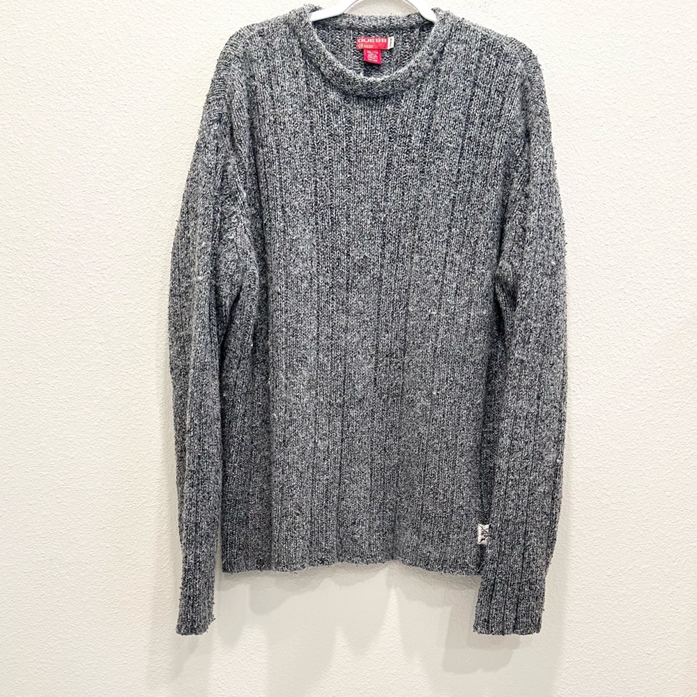 Pre-loved! VINTAGE GUESS Silk Blend Wool Blend Gray Chunky Oversized Sweater!